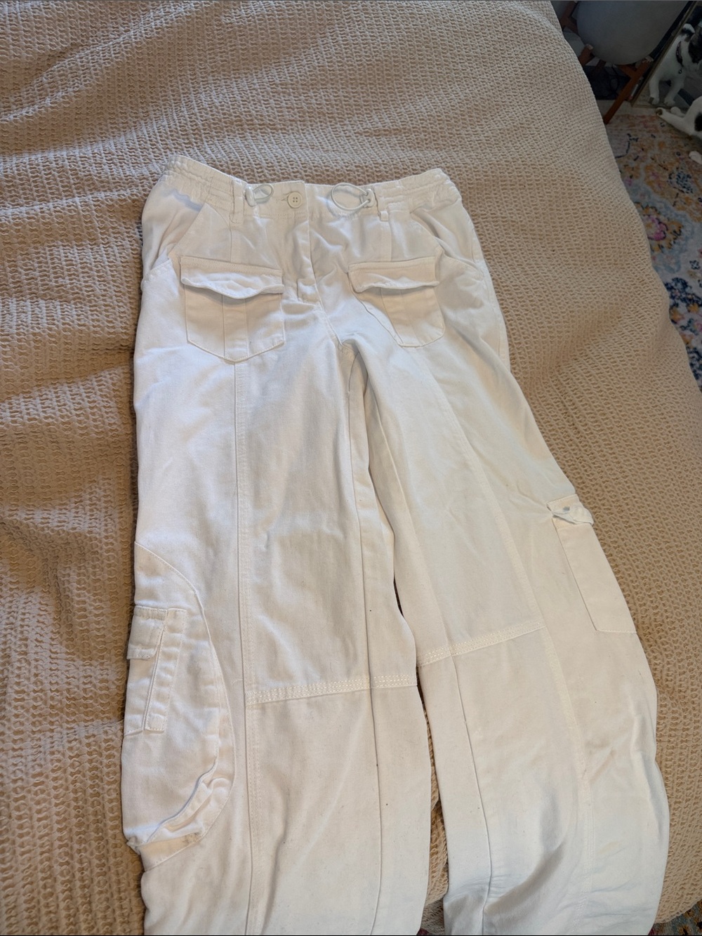 Low rise White Wide-Leg Cargo Pants - Women